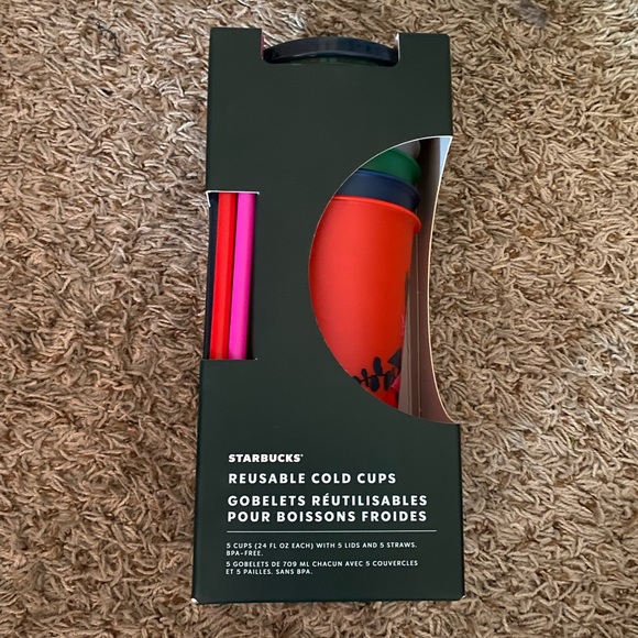 NWT Starbucks 2021 Holiday Reusable Cold Cups Set